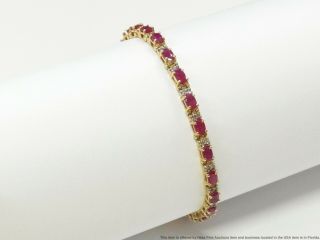 Precious Natural Ruby Diamond Bracelet 14k Gold Ladies Tennis w Tags 2