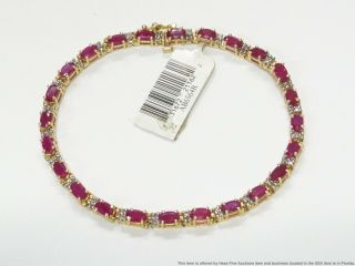 Precious Natural Ruby Diamond Bracelet 14k Gold Ladies Tennis w Tags 3