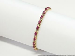 Precious Natural Ruby Diamond Bracelet 14k Gold Ladies Tennis w Tags 4