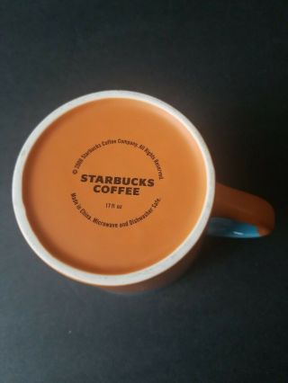 Starbucks 2006 Coffee Tea Ceramic Mug 2 tone Brown Orange Tone & Blue Butterfly 2