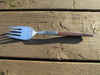 Interpur Inr19 Stainless Steel Danish Brown Wood Handle Meat Serving Fork 9”
