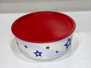 Tupperware Red White & Blue Stars Canister Container 3421a Red One Touch Seal