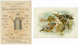 C1880s Daisy Household Oil Can Trade Card H A Williams Boston/new York