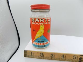 Hartz Canary Bird Food Seed Veterinary Advertising Jar C1950s Canada