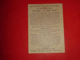 JE838 Antique Victorian Trade Card Ad Fairbank ' s Soap Gold Dust Washing Powder 2