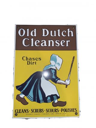 Old Dutch Cleanser Ad Porcelain Enameled Sign By Ande Rooney Sign Co.  Usa