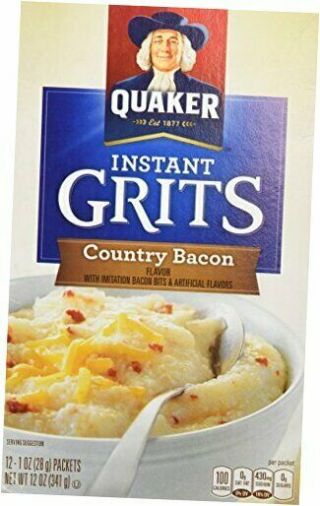 Quaker Country Bacon Flavor Instant Grits Variety Pack With Calcium & Iron 12onc