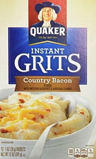 Quaker Country Bacon Flavor Instant Grits Variety Pack with Calcium & Iron 12onc 2