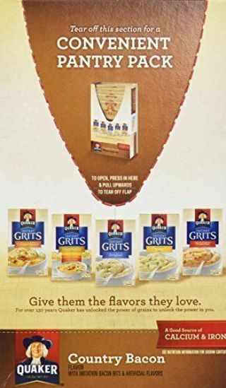 Quaker Country Bacon Flavor Instant Grits Variety Pack with Calcium & Iron 12onc 3