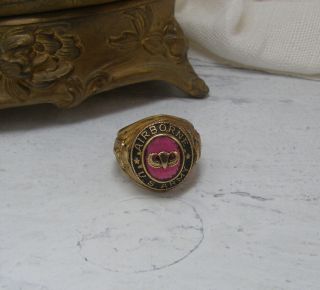 Vintage 10k Yellow Gold Us Army Airborne Paratrooper Ring 9.  5