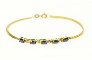 10k Oval Sapphire Diamond Accent Chain Link Bracelet 7 " Yellow Gold 39