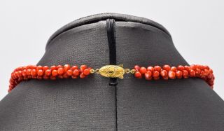 Vintage 18K Yellow Gold Red Coral Beaded Strand Necklace 36.  2 Grams 16.  5 Inches 5