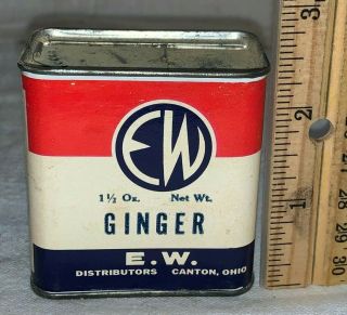 Antique Ew Ginger Spice Tin E.  W.  Canton Oh Ohio Country Store Grocery Food Old