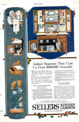 Sellers Kitchen Cabinets - Added Features - Kttchen Decor - 1920 Antique Ad