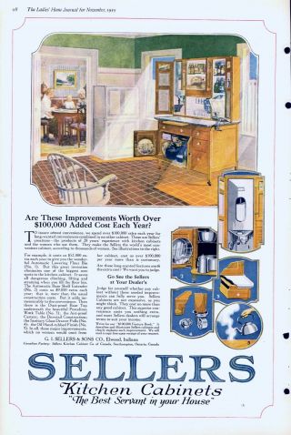Sellers Kitchen Cabinets - Newest Improvements - 1919 Antique Ad