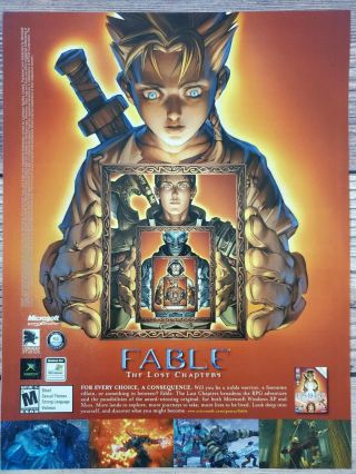 Fable The Lost Chapters Pc Xbox Game 2005 Big Box Promo Ad Art Print Poster