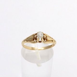 Victorian 14k Gold Mine Cut Diamond Buttercup Set Promise Engagement Ring Sz7