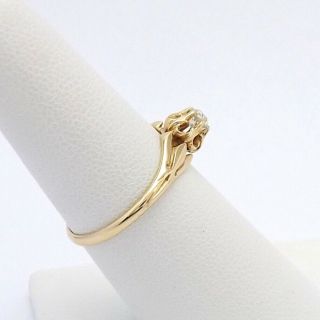 Victorian 14k Gold Mine Cut Diamond Buttercup Set Promise Engagement Ring sz7 3