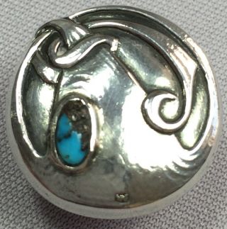 Stunning Liberty & Co.  Archibald Knox Cymric Silver Turquoise Cabochon Button