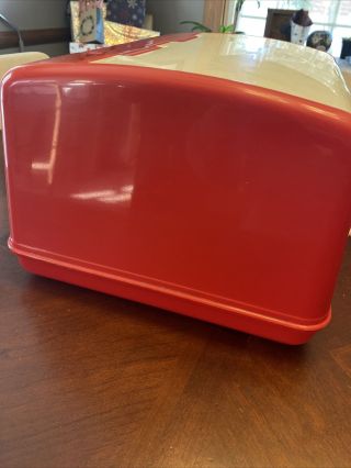 Large Vintage Lustro Ware Red and White Plastic Bread Box B - 20 Mid Century 3