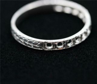 Authentic Art Deco Platinum Deeply Engraved Wedding Band Mount For 12 Diamonds