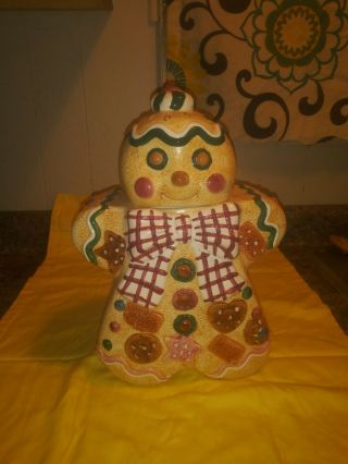 Vintage By Jay Christmas Gingerbread Ginger Man Boy Canister Large Cookie Jar