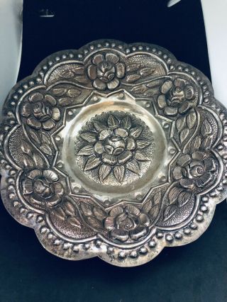 Vintage Hand Made Mexican Sterling Silver Brautiful Hand Hammered Dish Plate