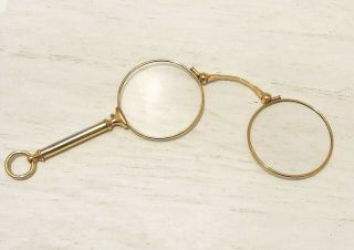Estate 14k Gold Lorgnette Folding Eyeglasses Glasses Pendant 20.  8 G