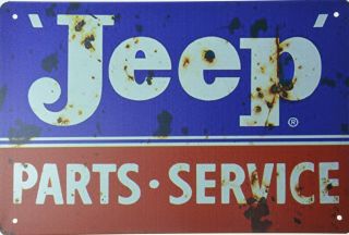Jeep Motor Parts Service Garage Retro Metal Tin Sign Mechanic 12x8 "