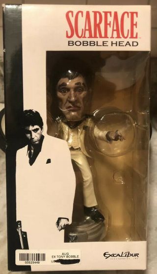 Excalibur Scarface Tony Montana Bobblehead White Suit Rare Neca Mezco Figure