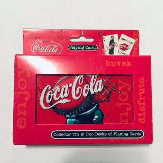 Coca - Cola Bicycle Collector Tin & Two Decks Of Playing Cards Gift For Him