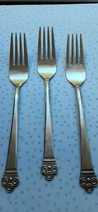 (3) Vintage National Stainless Costa Mesa Dinner Forks -