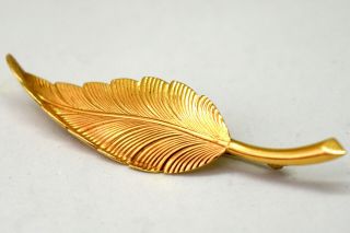 Tiffany & Co Retired 14k Solid Gold Leaf Feather Pin Brooch