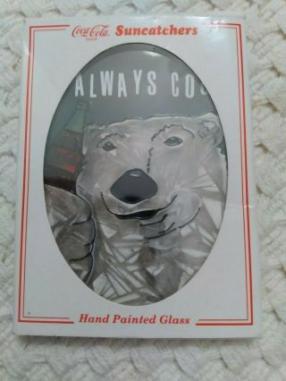 Coca Cola - Hand Painted Glass Suncatcher - Coca - Cola Polar Bear Always Cool