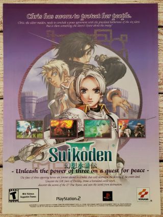 Suikoden Iii 3 Playstation 2 Ps2 2002 Promo Ad Print Poster Vintage Rpg