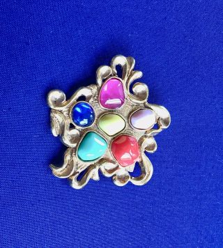 Christian Lacroix Fashion Brooch With Multicolor Stones
