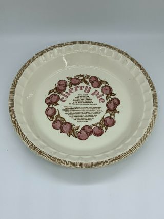 Vintage Jeanette Royal China Cherry Pie Plate Deep Dish Ruffled Recipe