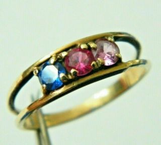 Vintage Marked Dynasty 10k Solid Yellow Gold Ring Birth Stones Size 7