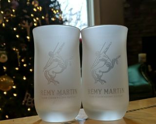 2 Remy Martin Fine Champagne Cognac Frosted Glasses 8 Oz Centaur Logo