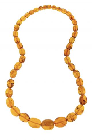Vintage Natural Baltic Butterscotch Cognac Amber Large Bead Necklace 162 Grams