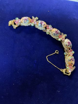 Vintage Juliana / D&e Easter Egg Speckled Art Glass Rhinestone Bracelet