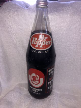 1975 Ou Oklahoma Football Dr Pepper Commemorative Bottle Full.  32oz