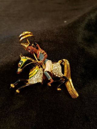 1944 Coro Craft Sterling Persian Horse Man Pin Book Piece Katz Mongolian Brooch