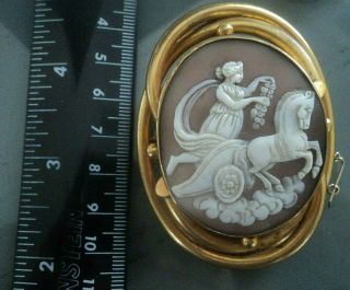 Vintage Large Gold Pinchbeck Classical Cameo Brooch Diana,  Goddess Of The Hunt
