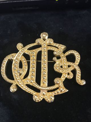 Authentic Vintage Christian Dior Classic Monogram Pin / Brooch