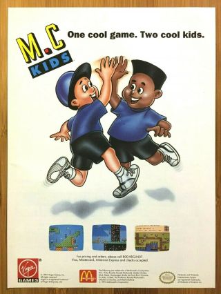 M.  C.  Kids Nes Nintendo 1992 Vintage Print Ad/poster Mcdonalds Official Authentic