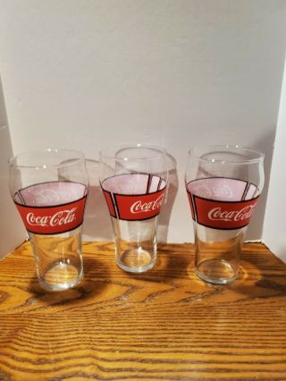 Set Of 3 Collectible 1997 Coca Cola Beverage Glasses
