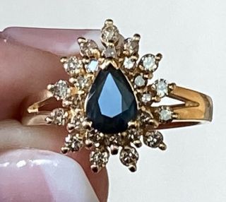 Vintage BH Effy 14K Yellow Gold Natural Sapphire & Diamond Cocktail Ring 2