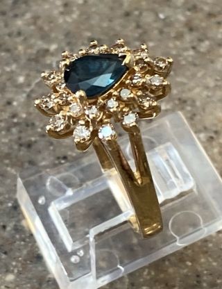 Vintage BH Effy 14K Yellow Gold Natural Sapphire & Diamond Cocktail Ring 4