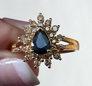 Vintage BH Effy 14K Yellow Gold Natural Sapphire & Diamond Cocktail Ring 5
